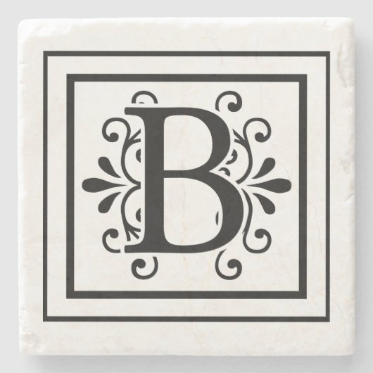 Letter B Monogram Stone Onderzetters (Voorkant)