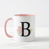 Letter B Monogram Waterverf bloemen afbeelding Mok (Links)