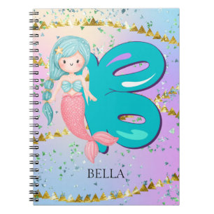 Letter B Monogram Waterverf Cute Mermaid Nursery Notitieboek