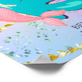 Letter B Monogram Waterverf Cute Mermaid Nursery Poster (Hoek)