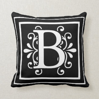 Letter B Monogram zwart Kussen