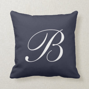 Letter B Navy Blue Monogram Pillow Kussen