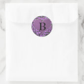 Letter 'B' op paarse hart ronde sticker (Tas)