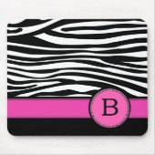 Letter B roze Monogram Zebra Muismat (Voorkant)