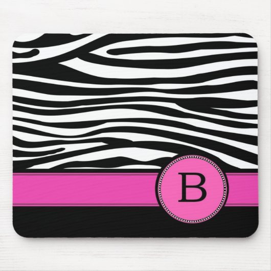 Letter B roze Monogram Zebra Muismat (Voorkant)