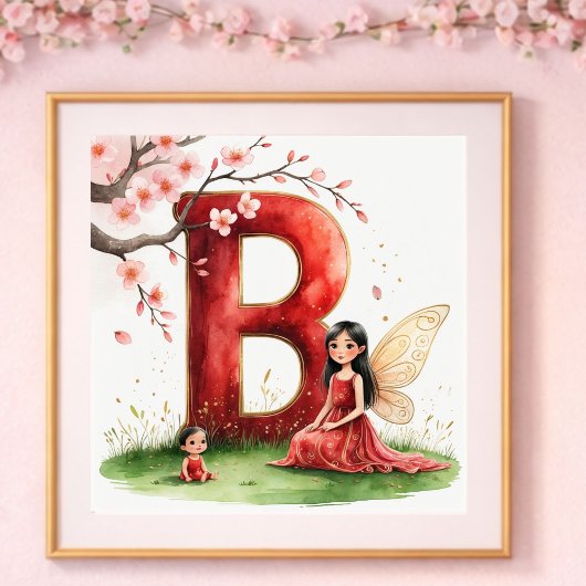Letter B Sprookjes Kunst Poster - Kersenbloesem