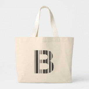 LETTER B STREEPJESCODE Eerste Initiaal Barcode Pat Grote Tote Bag