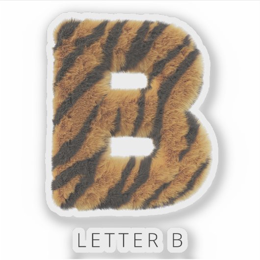 Letter B tijgerbont Sticker (Voorkant)