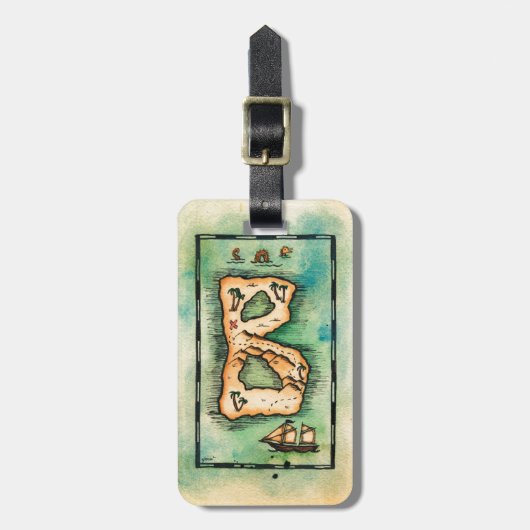 Letter B Treasure Map Bagagelabel (Voorkant verticaal)