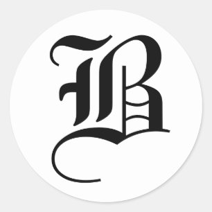 Letter B Trouwalfabet van Janz White Ronde Sticker