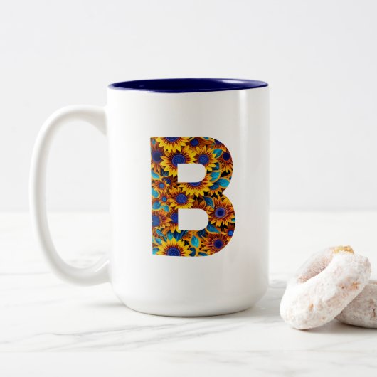 Letter B with sunflowers mug (Avec donut)