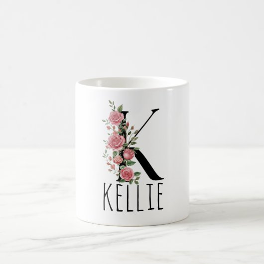 Letter BirthFlower Monogram Name Mug (Centre)