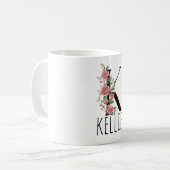 Letter BirthFlower Monogram Name Mug Koffiemok (Voorkant links)