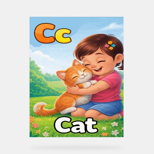 Letter C Alphabet Poster – C is for Cat  Cute Kids (Recto)