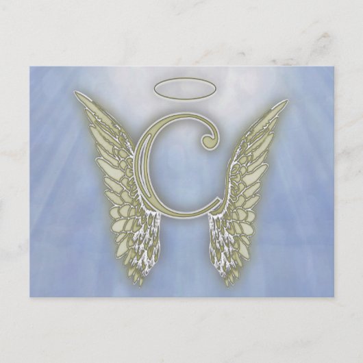 Letter C Angel Monogram Briefkaart (Voorkant)