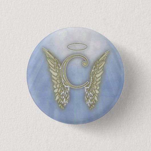 Letter C Angel Monogram Ronde Button 3,2 Cm (Voorkant)