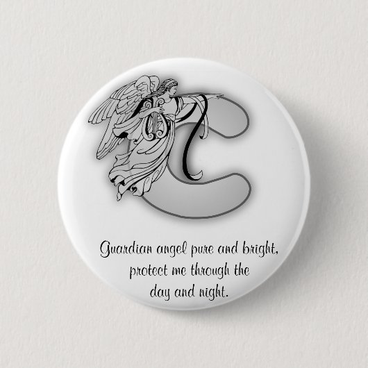 Letter C-angelmonogram alfabet Ronde Button 5,7 Cm (Voorkant)