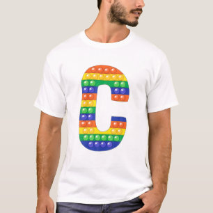 Letter C Capital Alphabet Fidget Pop it Funny Matc T-shirt