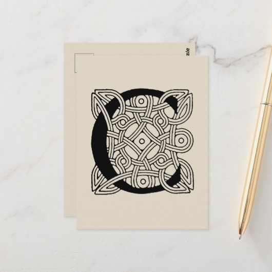 Letter C  Celtic Knot Monogram Briefkaart (Voorkant / Achterkant in situ)