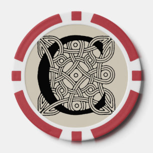 Letter C  Celtic Knot Monogram Poker Chips