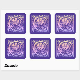 Letter C Colorful  First Letter Gradient Vierkante Sticker