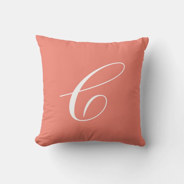 Letter C Coral Monogram Pillow Kussen (Voorkant)