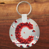 Letter C Creatieve Hart Cluster Sleutelhanger (Achterkant)