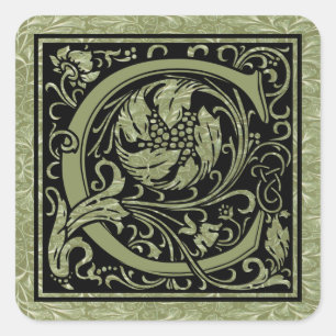 Letter C Eerste Letter Monogram Vierkante Sticker