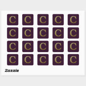 Letter C Gold Square Sticker (Vel)