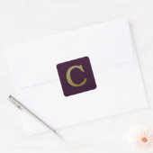 Letter C Gold Square Sticker (Envelop)