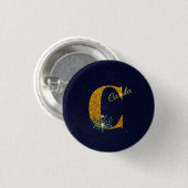Letter C Golden monogram Ronde Button 3,2 Cm (Voorkant /achterkant)