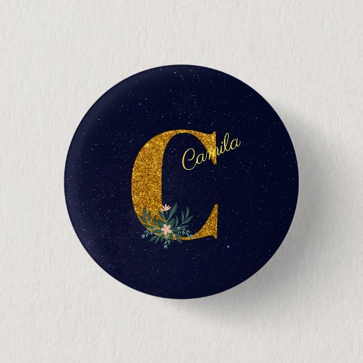 Letter C Golden monogram Ronde Button 3,2 Cm (Voorkant)