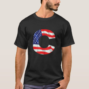 Letter C Hoofdletter Alfabet VS Amerikaanse Vlag M T-shirt
