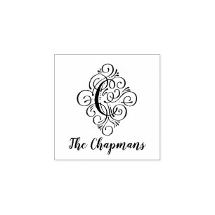 Letter C Initiaal Elegant Flourish Monogram Name Rubberstempel