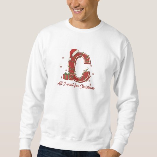Letter C Kerst Monogram Ontwerp Trui (Voorkant)