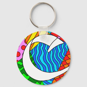 Letter C Kleurrijke Doodles Sleutelhanger