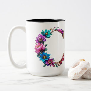 Letter C Koffie Mok – Bloemontwerp voor Gifting