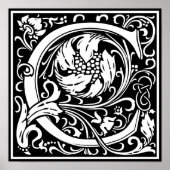 Letter C Medieval Monogram  Initiaal Poster (Voorkant)