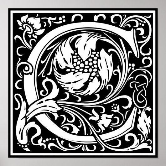 Letter C Medieval Monogram  Initiaal Poster (Voorkant)