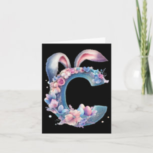 Letter C Met Konijnenoren Versierd Met Zachte Past Kaart