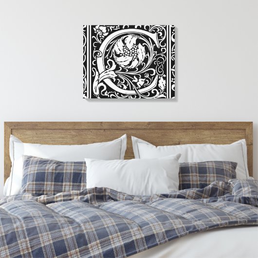 Letter C Middeleeuws Monogram Art Nouveau Canvas Afdruk (Insitu (Slaapkamer))