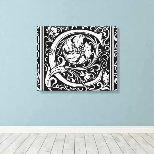 Letter C Middeleeuws Monogram Art Nouveau Canvas Afdruk (Insitu (Houten vloer))