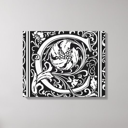 Letter C Middeleeuws Monogram Art Nouveau Canvas Afdruk (Voorkant)