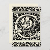 Letter C Middeleeuws Monogram Art Nouveau Kaart (Voorkant / Achterkant)