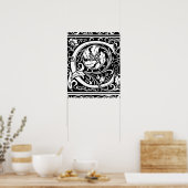 Letter C Middeleeuws Monogram Art Nouveau Poster (Keuken)