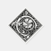 Letter C Middeleeuws Monogram Art Nouveau Servet (Hoek)