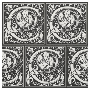 Letter C Middeleeuws Monogram Art Nouveau Stof