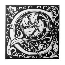 Letter C Middeleeuws Monogram Art Nouveau Tegeltje