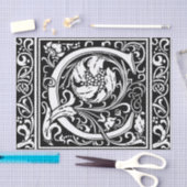 Letter C Middeleeuws Monogram Art Nouveau Tissuepapier (Craft)