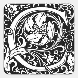 Letter C Middeleeuws Monogram Art Nouveau Vierkante Sticker